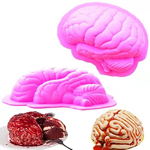 Xianglangsuccess Halloween Brain Shaped Zombie Baking Mold Silicone Cake, Candy, Soap, Pudding, Chocolate Mold Decoration