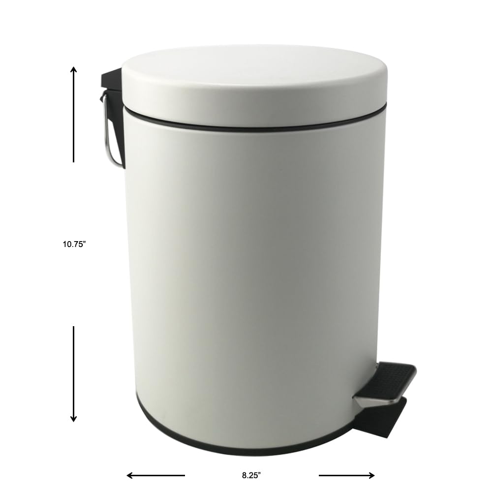 Stainless Steel Small Trash Can With Lid & Step Pedal - 5 Liters/1.3 Gallon Soft Close Waste Basket With Removeable Inner Bucket