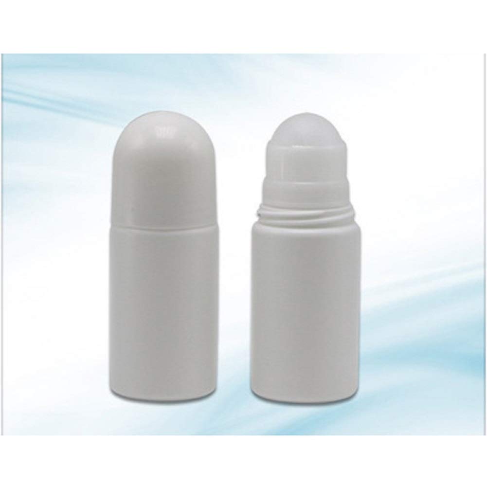 glasstore 4Pcs 50mL Empty Refillable Roll-on Bottle White Plastic Anti-perspirant Roller Bottles Leak-Proof DIY Deodorant Container with Roller Ball