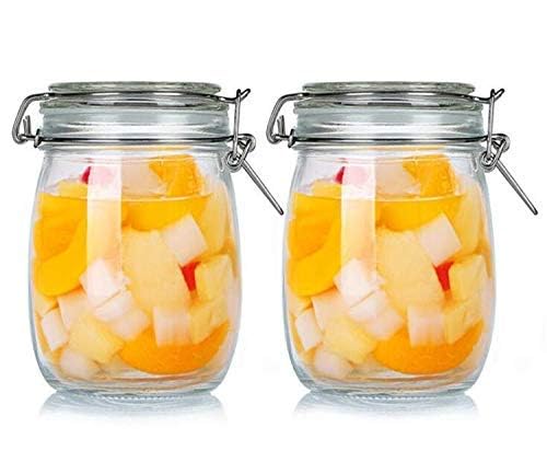 Shruja 1200 Ml Glass Jar And Container With Airtight Swing Cap, Octra  Leak Proof Rubber Gasket And Hinged Lid  Perfect For Ki