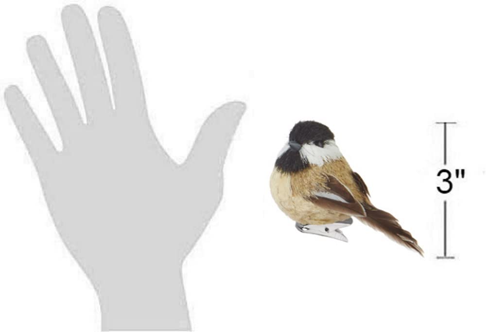 The Bridge Collection Clip-On Chickadee Ornaments - Set of 2 - Sisal Clip On Bird Ornaments (Regular)