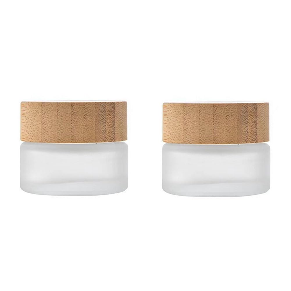 2 Pack 30Ml/1Oz Empty Refillable Frosted Glass Cosmetic Cream Jar Bottle Round Makeup Cosmetic Face Cream Eye Cream Lotion Lip B