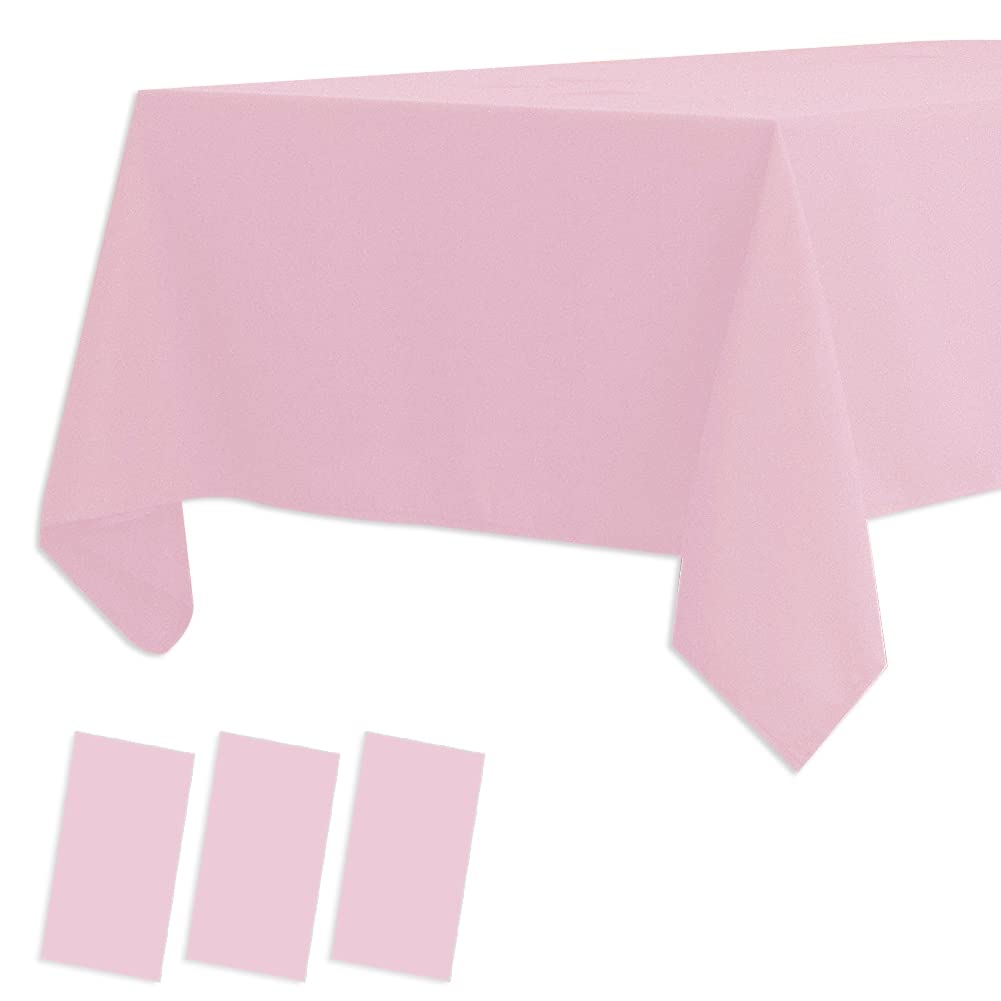 3 Pack Plastic Tablecloths Disposable Plastic Table Covers Table Cloths for BBQ Picnic Birthday Wedding Parties Waterproof Table