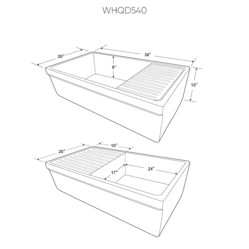 Whitehaus Collection Whqd540-M-Black Quatro Alcove Kitchen, Fireclay, Front Apron Sink, Matte, Black