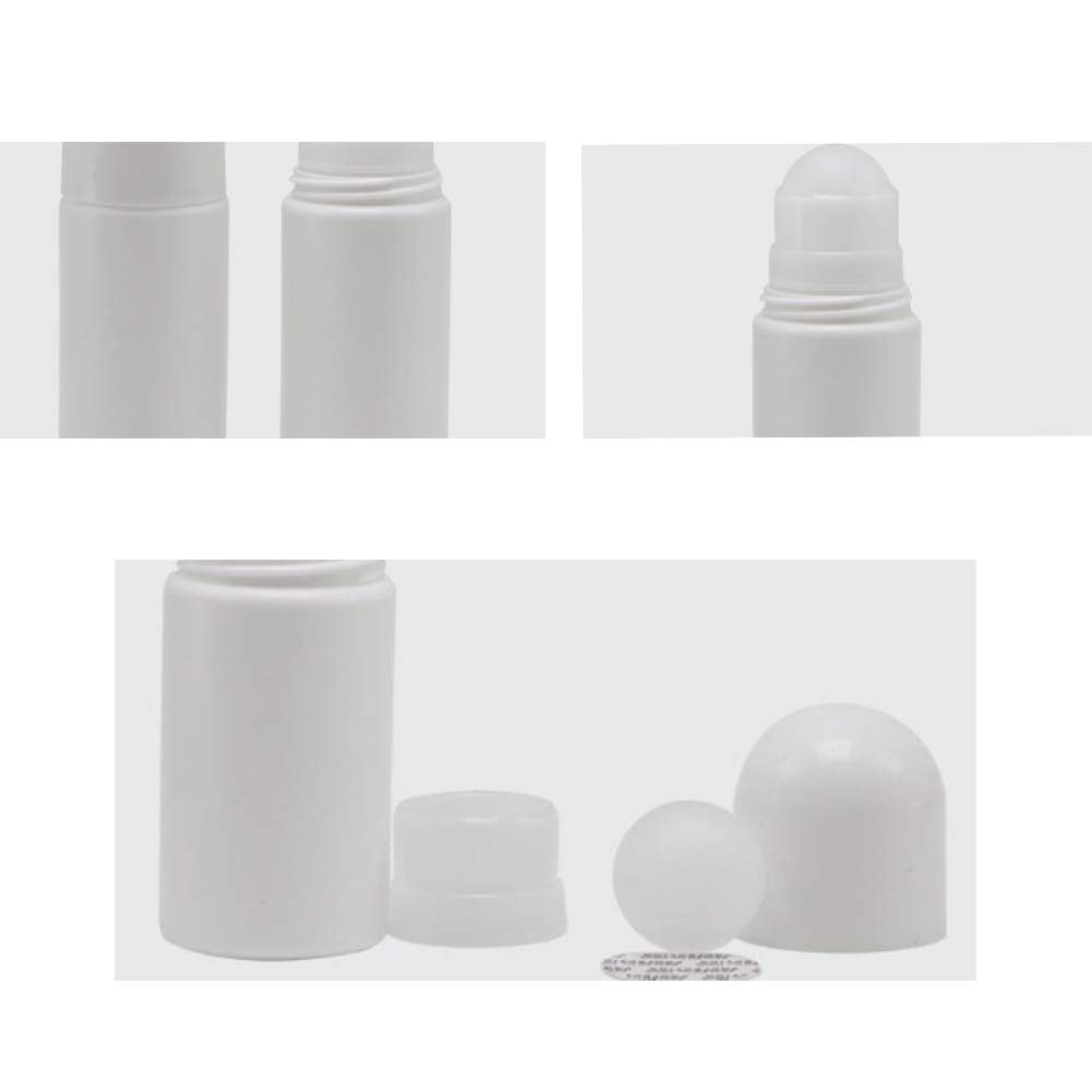 4Pcs (50Ml / 1.69Oz) White Roller Bottle Empty Plastic Body With Roller Diy Roll-On Deodorant Bottles