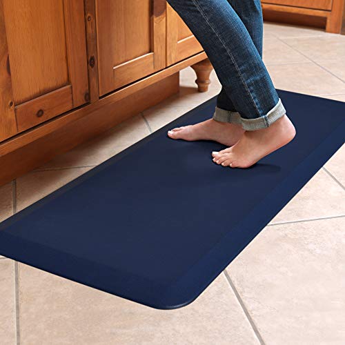 Gelpro Designer Comfort 3/4 Thick Ergo-Foam Anti-Fatigue Kitchen Floor Mat, 20X48, Leather Grain Navy