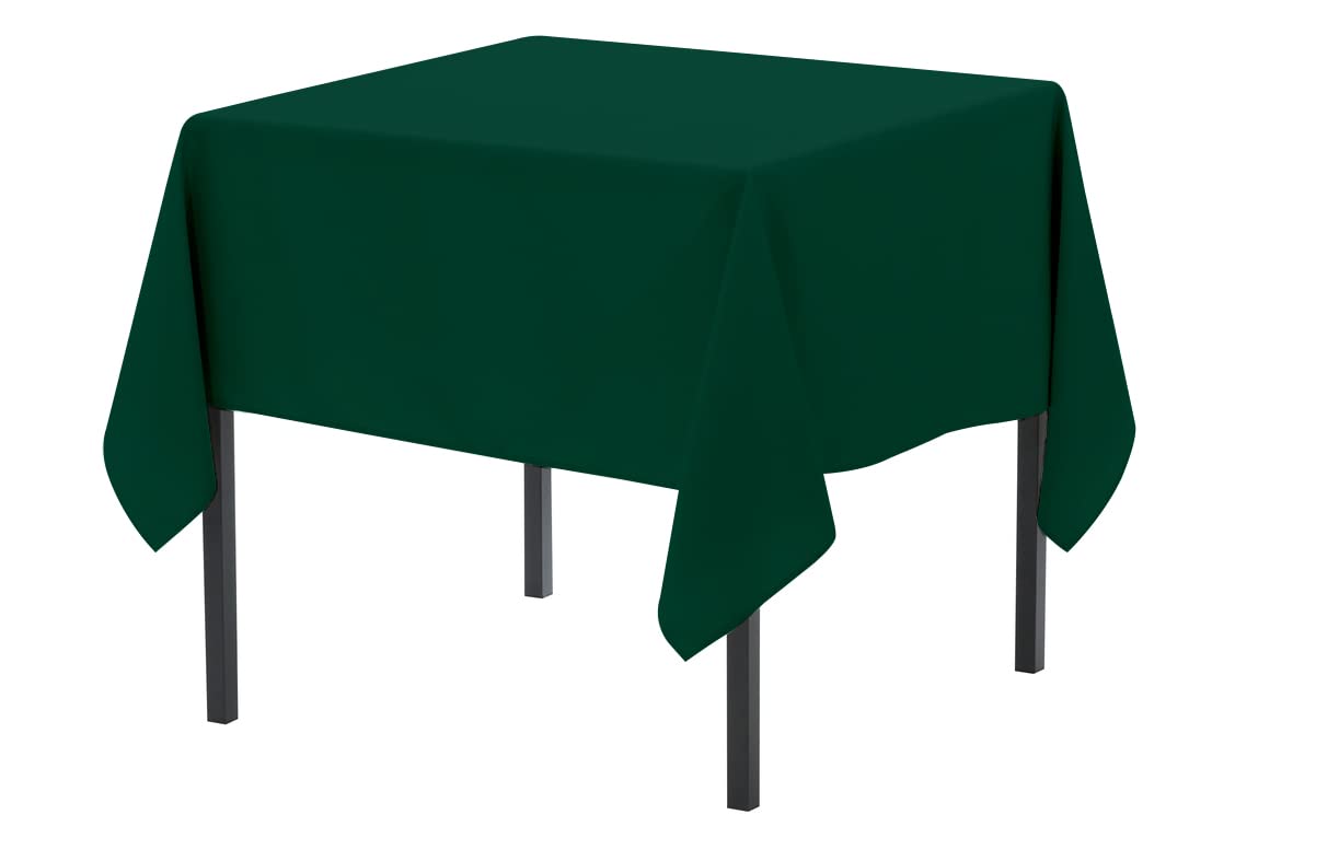 Pomp Hunter Green 90 Inch Round Premium Polyester Tablecloth  Wrinkle + Stain Resistant Easy Care Fabric  Fits Round Table