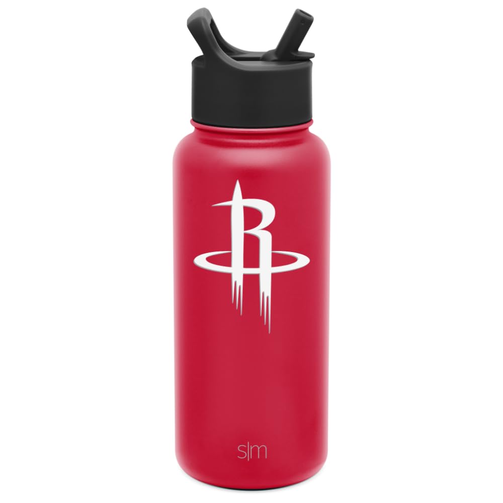Simple Modern Officially Licensed Nba Houston Rockets Water Bottle With Straw Lid | Vacuum Insulated Stainless Steel 32Oz Thermo