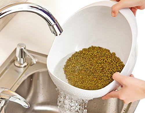 Japanese Design 2.1Qt (2L) Design Rice Washer Strainer Colanders For Cleaning Vegetable, Fruit, Pasta (Small, Green)