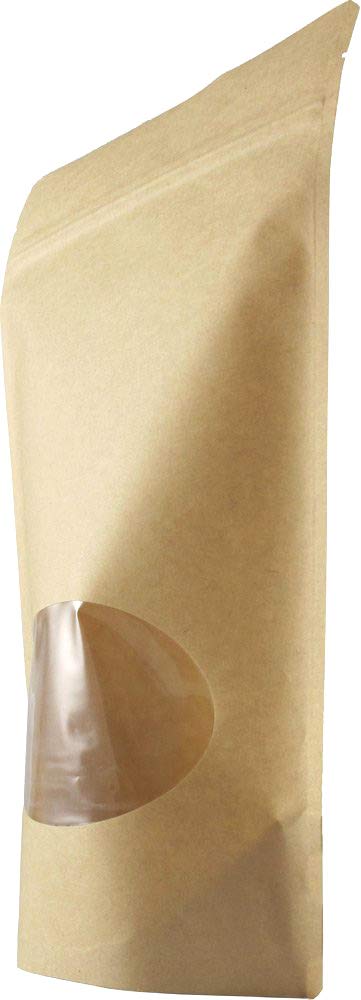 Uspak Natural Kraft Stand Up Pouches With Window And Zip Lock Food Storage Bag, 5.125''X 8.125'', Pack Of 100 (S, 100-Pack)