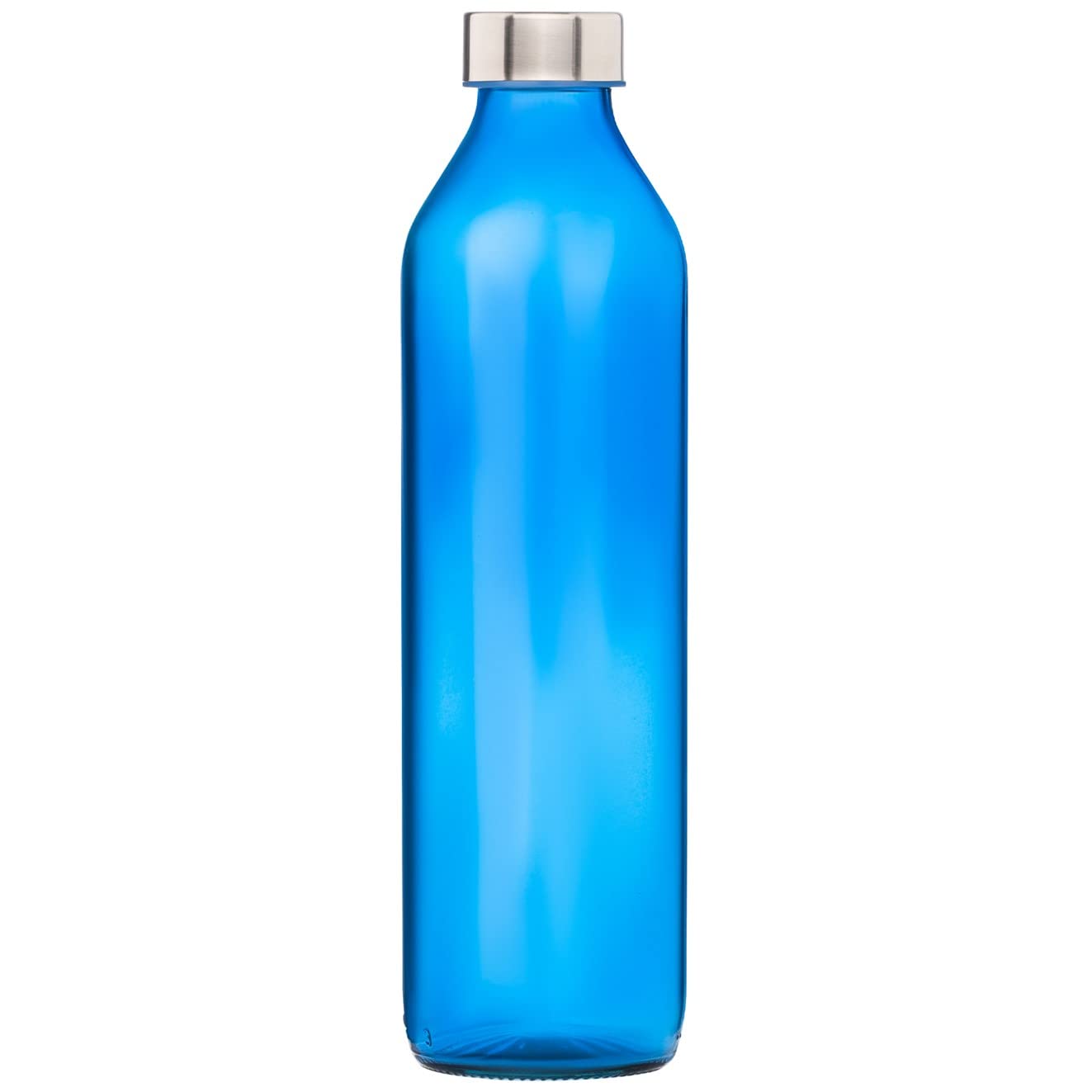 Sand Dune Set Of 1, 800 Ml Each Blue Glass Water Bottle, With Leak-Proof Airtight Stainless-Steel Lid For Water, Smoothie, Juice