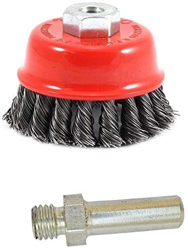 Inditrust New Drill Attachment + Twisted 3 (75Mm) M10 Thread Wire Cup Brush For Removing Rust, Paint As Well As For Polishing 