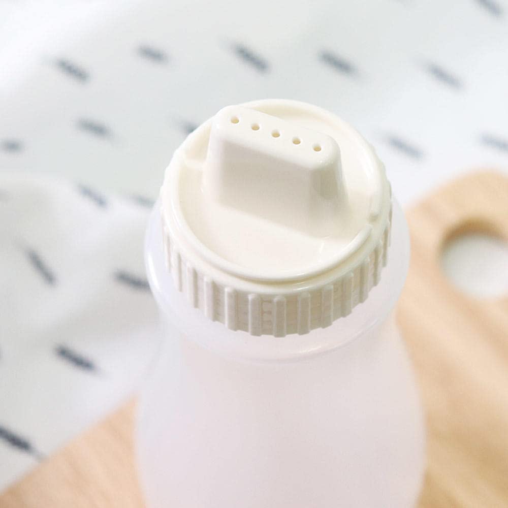 Zeesoon 5 Hole Sauce Plastic Squeeze Squirt Condiment Bottles Dispenser For Ketchup Jam Mayonnaise Mustard (White) 12.8 Oz