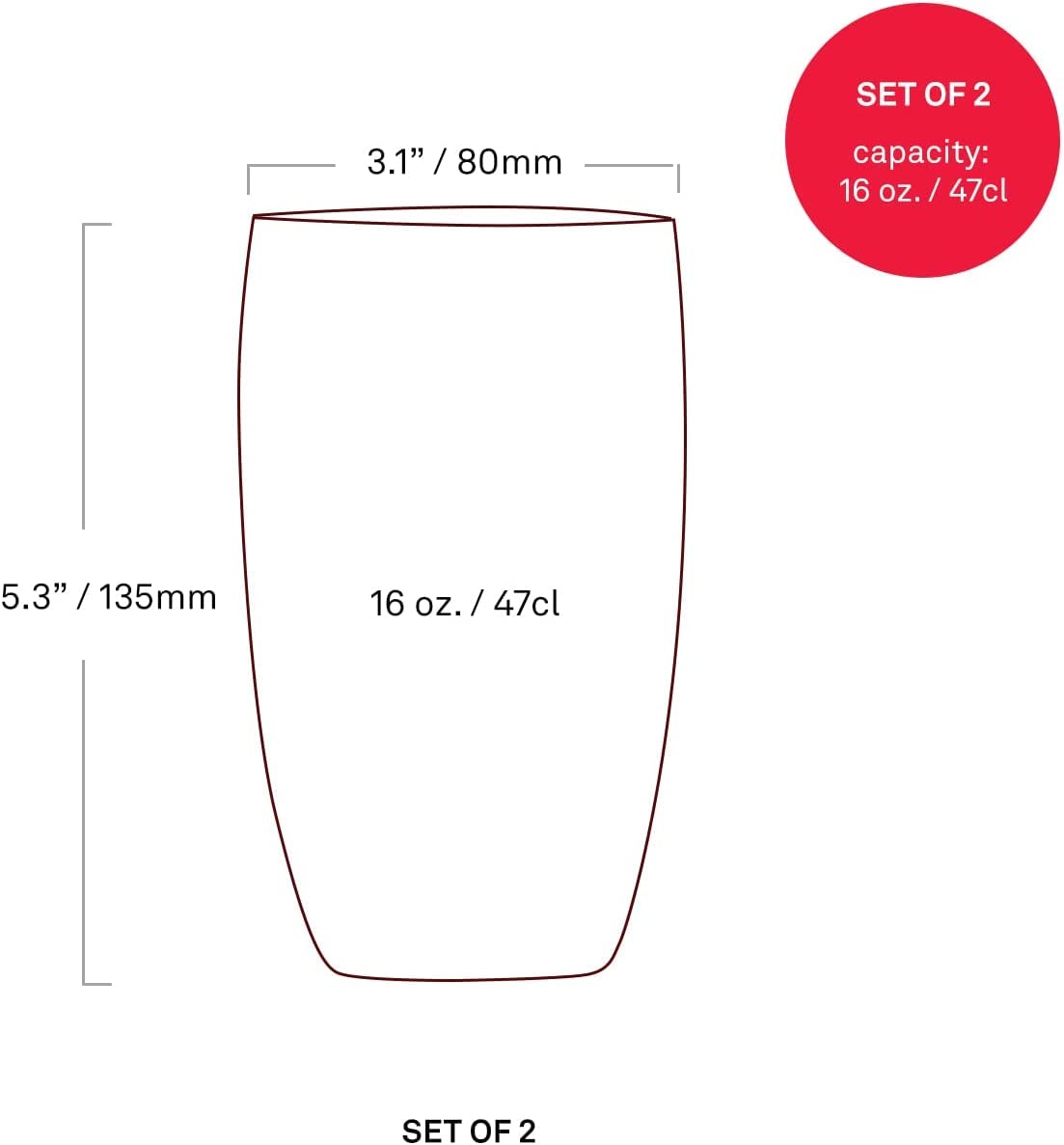 Zafferano Perle Beverage Amethyst (Set Of 2) 16 Fl Ozs, 5.3'' Height, Colored Murano Glass