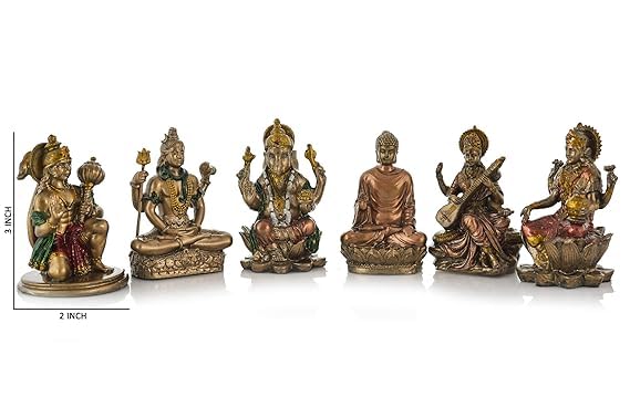 Soni Craft Handicraft Polyresin Combo Set Laxmi Ji Ganesh Ji Hanuman Ji Swarsati Ji Budh Ji Bhagwan Shiv Ji Home Temple Decorati