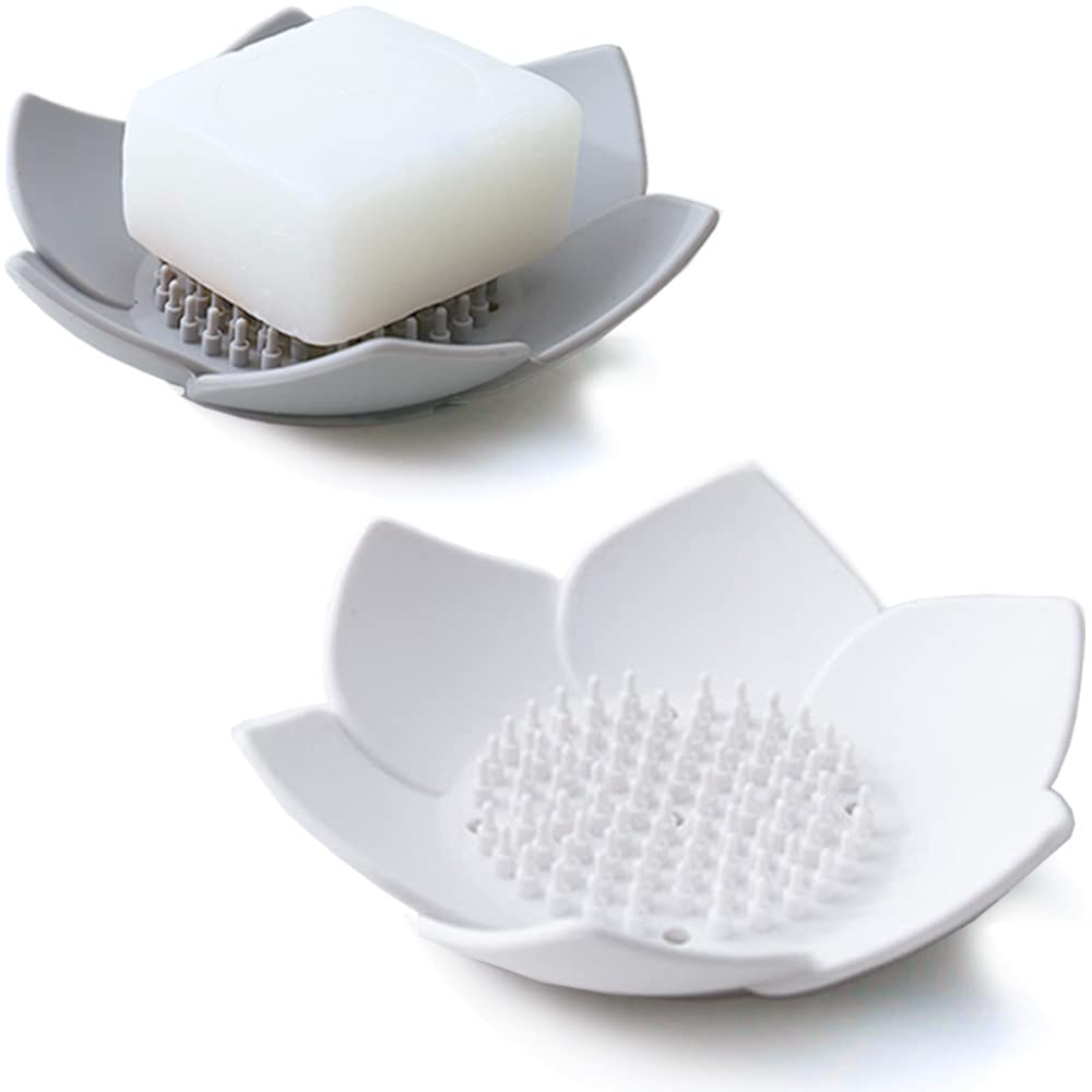 Silicone Soap Dishes With Draining - 2 Pack For Shower, Sink, And Bathtub. Extend Soap Life.