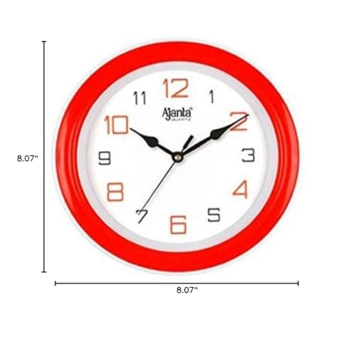 Ajanta Plastic Abstract Round Analog Wall Clock (2147, 20.5 Cm X 20.5 Cm X 3.5 Cm, Red)