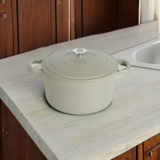 Crock Pot Artisan 7-Quart Round European Enameled Cast Iron Dutch Oven Pot With Lid - Matte Green