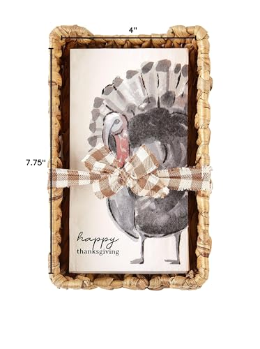 Mud Pie, Turkey Thanksgiving Set, Napkin 7 3/4'' X 4'' | Basket 9'' X 5 1/2''