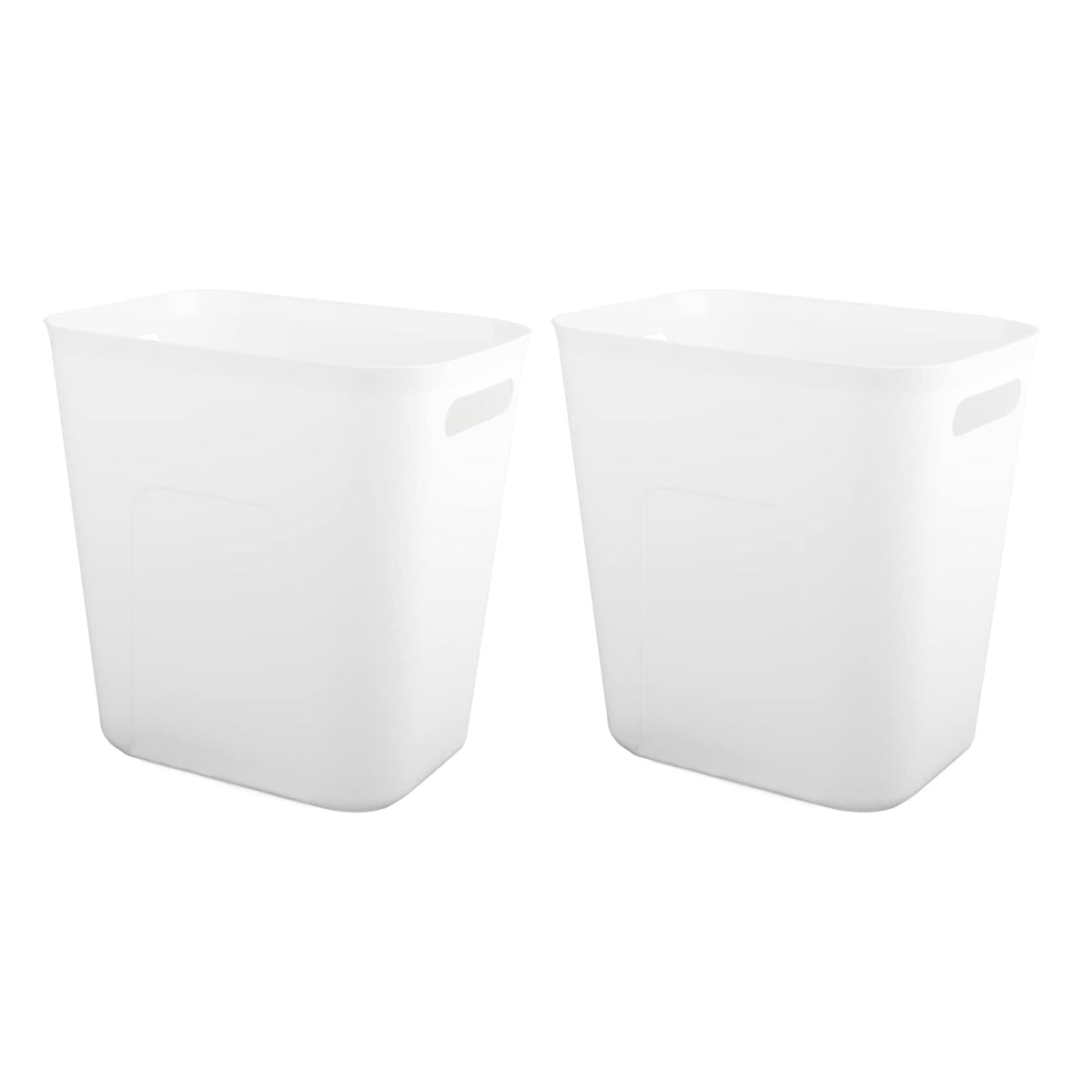 Uujoly Plastic Trash Can Wastebasket, Garbage Container Basket For Bathrooms, Kitchens, Offices, Kids Rooms, White, 3.5 Gallon,