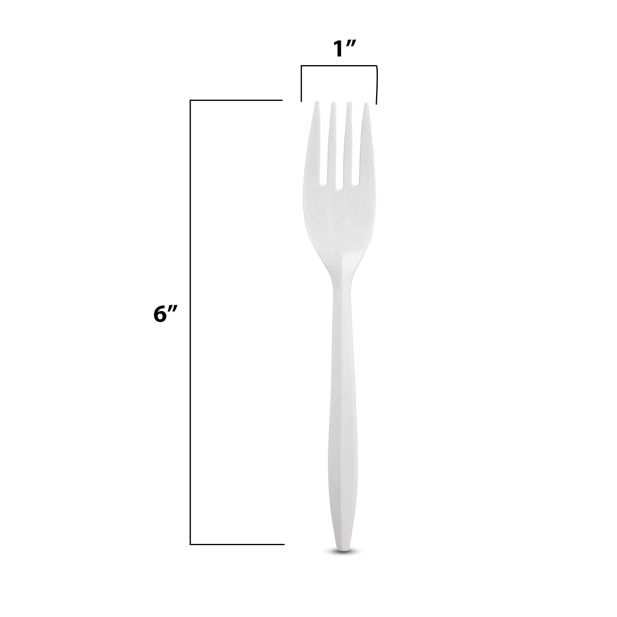 Mt Products Individually Wrapped White Disposable Plastic Forks - Medium Weight - (100 Pieces)