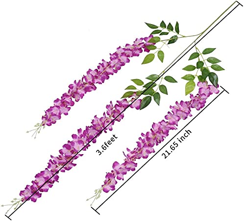 Mundeya Artificial Hanging Wisteria Flower Vine, Dark Purple - Pack Of 6