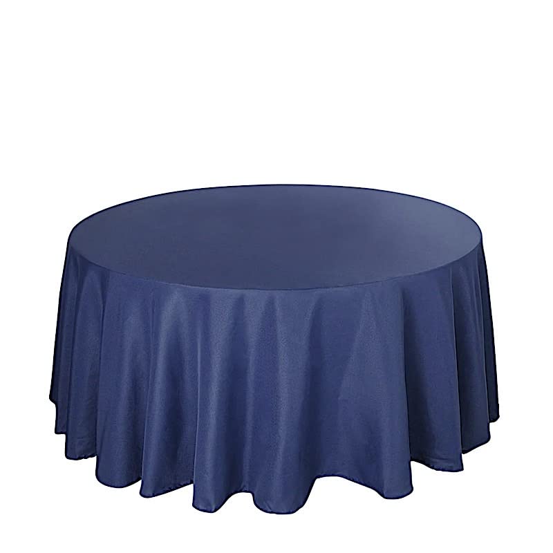 Balsacircle 132 Inch Navy Blue Round Polyester Tablecloth Fabric Table Cover Linens For Wedding Party Banquet Reception Events K