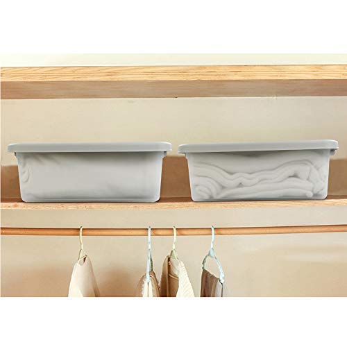 Wekioger Plastic Home Storage Bin With Grey Lid, 14 Quart Frosted Clear Latching Bin, 2 Packs