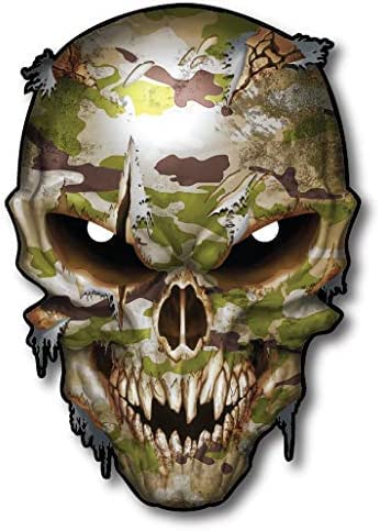 Camouflage Skull Decal Sticker For Car Truck Or Any Clean Smooth Surface To Show Support For Army Navy Marines Military Soldier