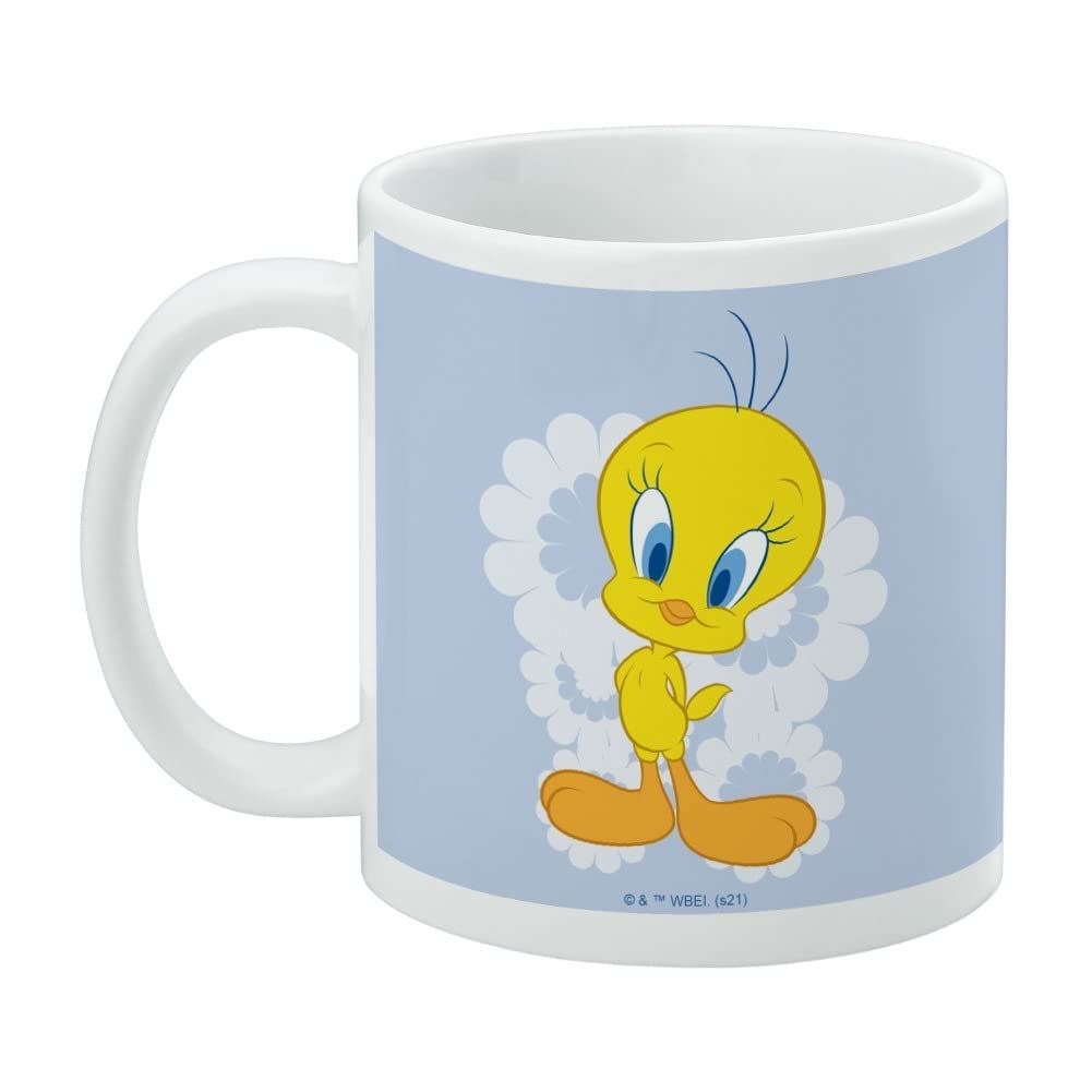 GRAPHICS & MORE Floral Tweety Ceramic Coffee Mug, Novelty Gift Mugs for Coffee, Tea and Hot Drinks, 11oz, White