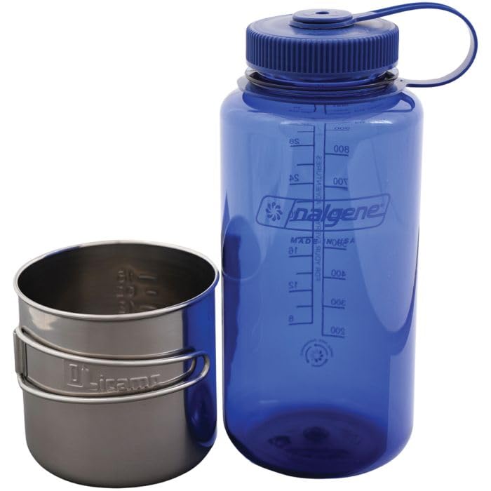 Olicamp Space Saver Cup & Nalgene 32oz WideMouth Water Bottle Combo, Denim