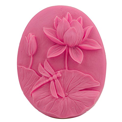 Cute 3D Lotus Pond Leaf Dragonfly Manual Soap Dye Cake Model Baking Silicone Mold Women Baking Round Decor
