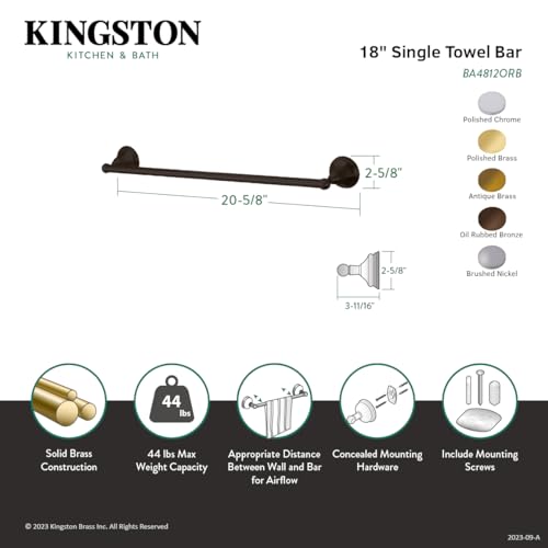 Kingston Brass BA4812C Metropolitan 18'' Towel Bar  Polished Chrome