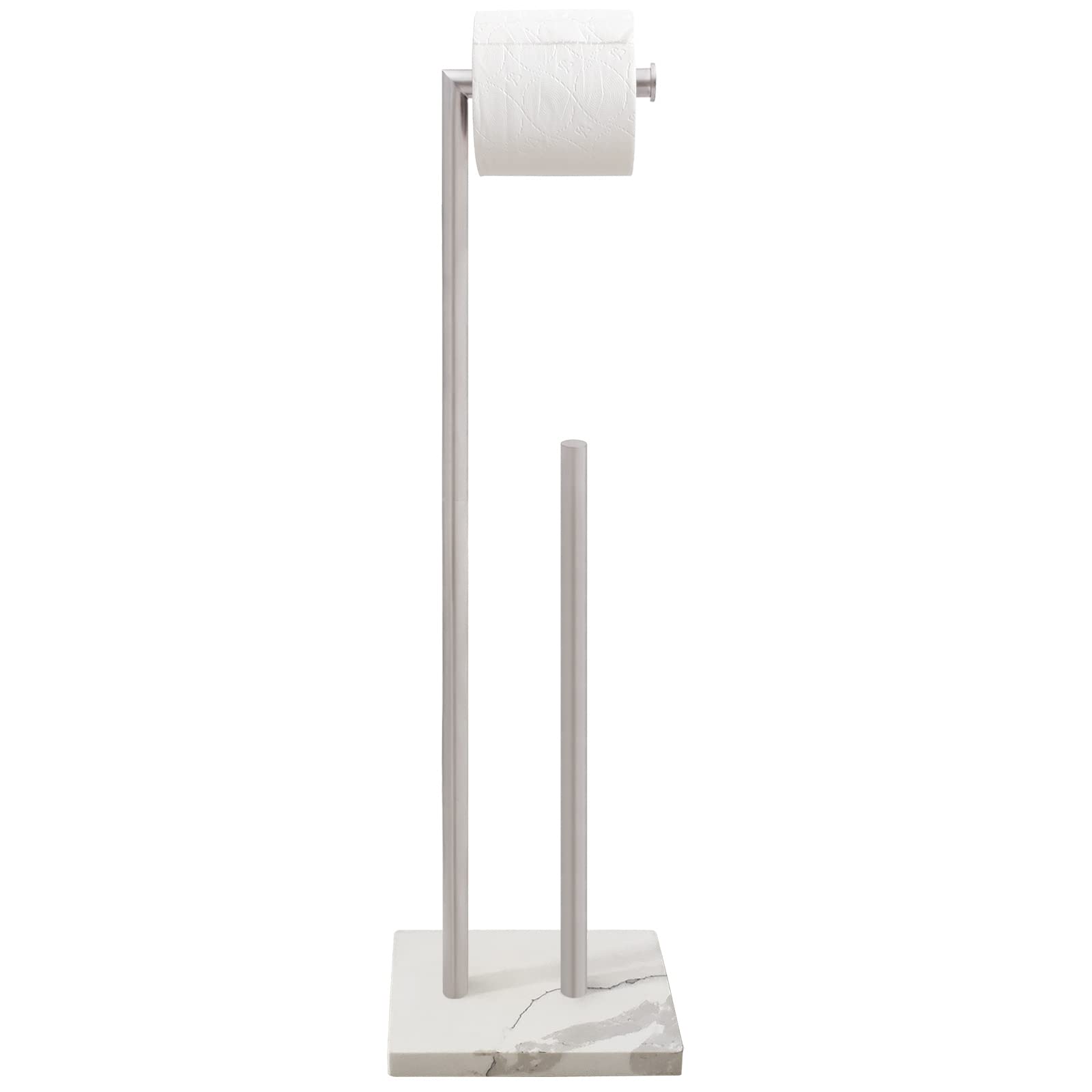 Gzila Free Standing Toilet Paper Holder Stand With Reserve, Heavy Weighted Marble Base Design, Bathroom Stands Tissue Rolls Hold