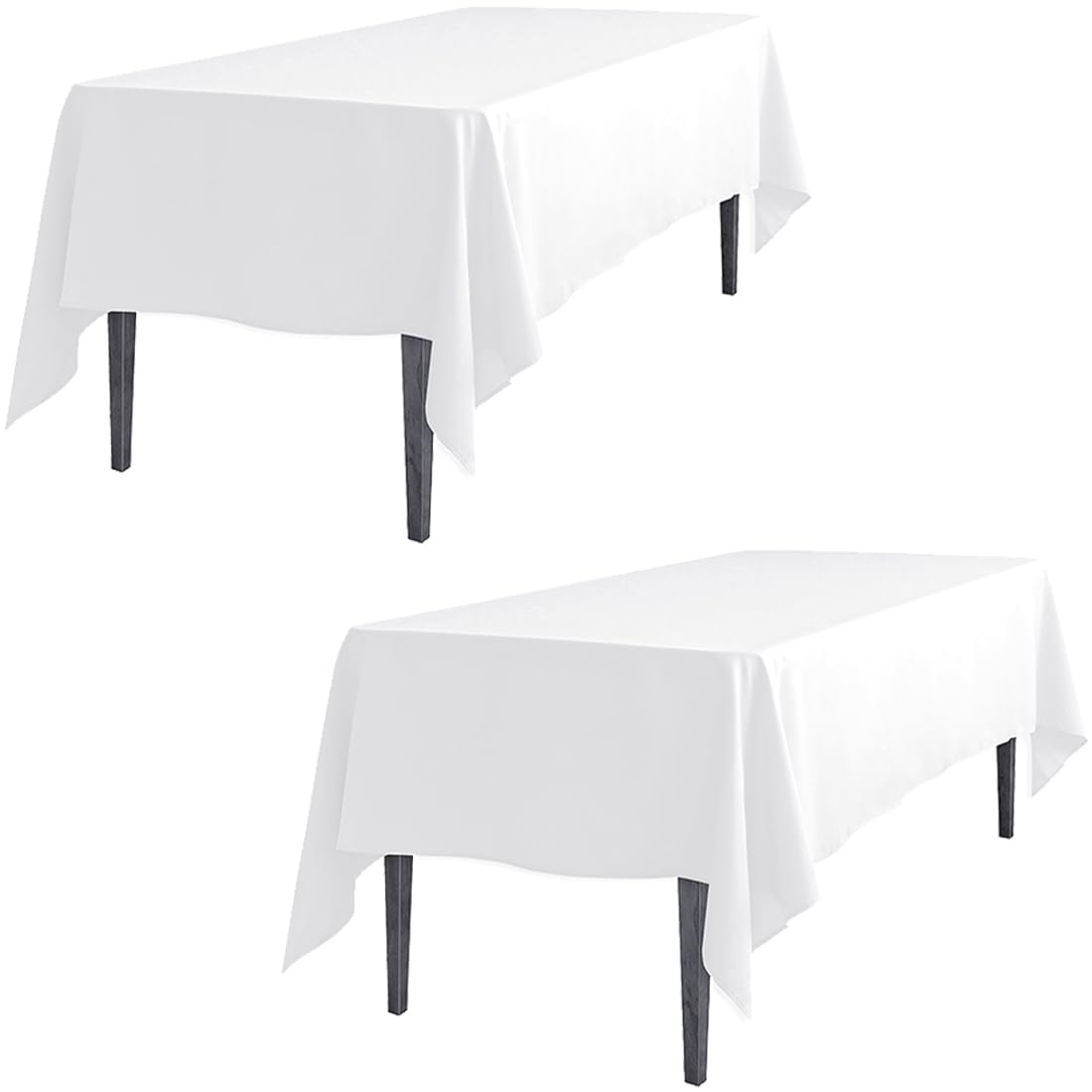 Ltc Linens 2 Pack White Rectangular Tablecloths 60 X 102 Inch For 6 Feet Rectangle Banquet Tables With Half-Drop - Stain And Wri