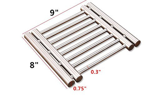 Leoyoubei 8x9 Metal Adjustable Trivet Wite from 9'' to 15'' Multi-Purpose Spoon Rest and Kitchen Table mats Shrink Pads Non-Sliding hot pad and Pot Holder (Silver)