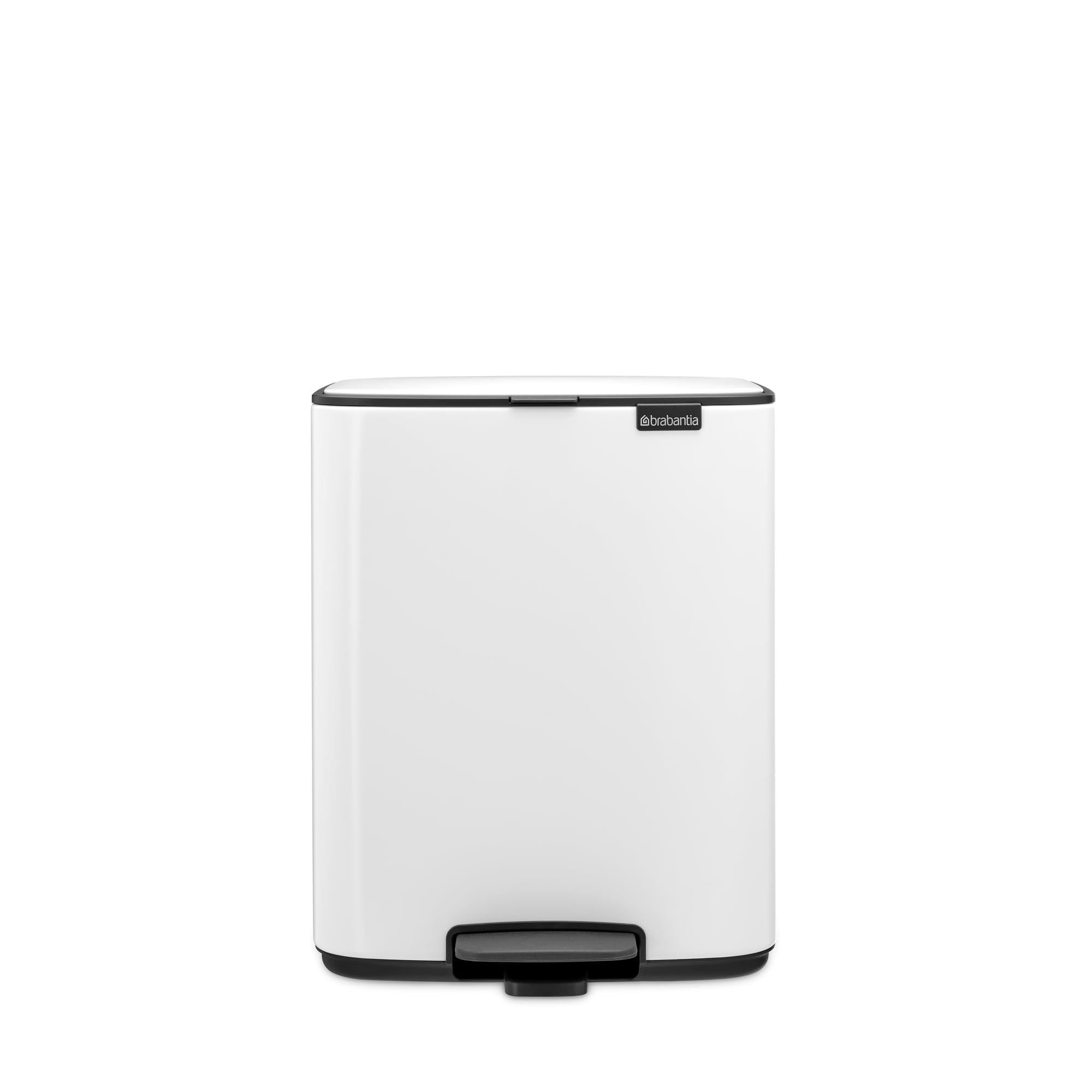 Brabantia Bo Small Step-On Trash Can | 3.2 Gal / 12L | White | Light-Pedal, Soft-Close, Bedroom, Bathroom, Nursery Trash Can, Re