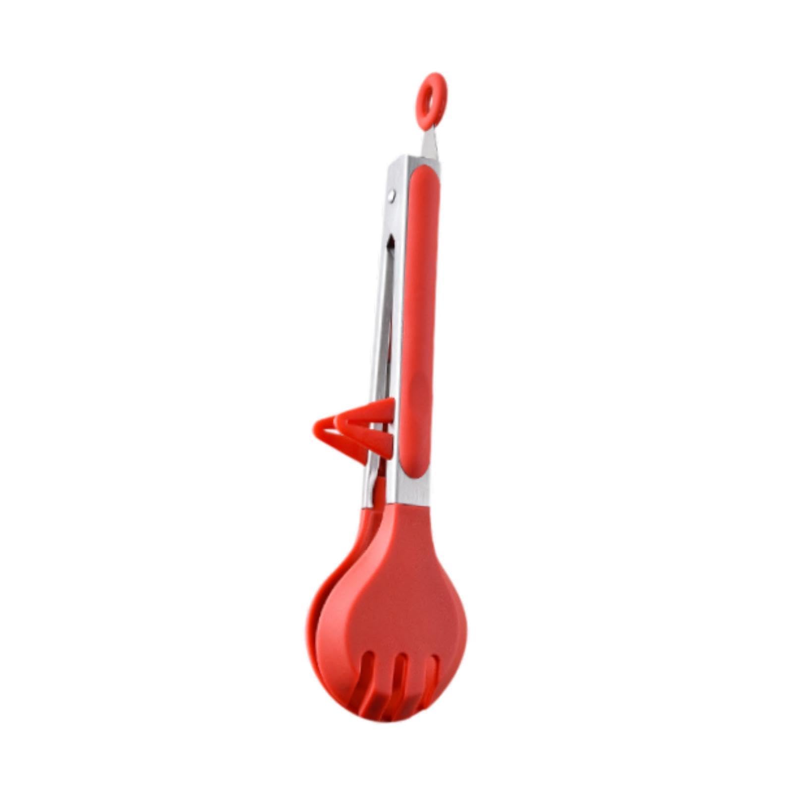 Heavenglow Buffet Tongs Silicone Multifunctional Bread Tongs For Steak Barbecue Buffet Red| Cooking Utensils