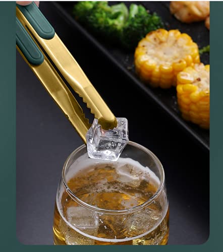 5 Pcs 25Cm Kitchen Cooking Tongs Bbq Food Serving Ice Cube Stainless Steel Buffet Party Serrated Handle