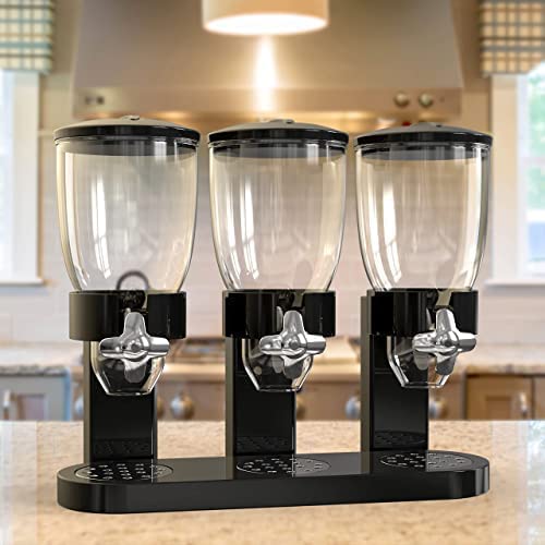 Triple Food Dispenser - Easy To Use Dry Food Dispenser Perfect As A Candy, Nuts, Rice, Granola, Cereal Dispenser & More - Dispen