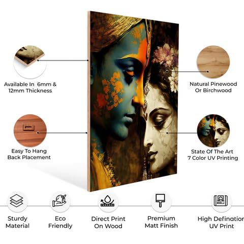 Chalk My Theme Radha Krishna Painting For Wall Decoration Gift Item For Home Decoration Radha Krishna Photo Or Picture Wood Prin