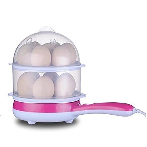 Qidvok Double Layer Electric Egg Boiler/Corn Steamer With NonStick Frying Pan (Color May Vary)