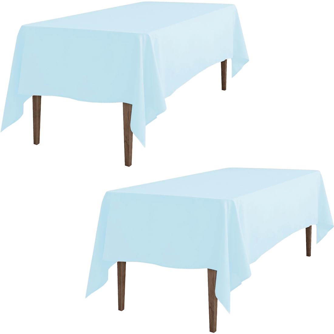 Ltc Linens 2 Pack Baby Blue Rectangular Tablecloths 70 X 120 Inches For 6 Or 8 Feet Rectangle Banquet Tables With Half-Drop - St