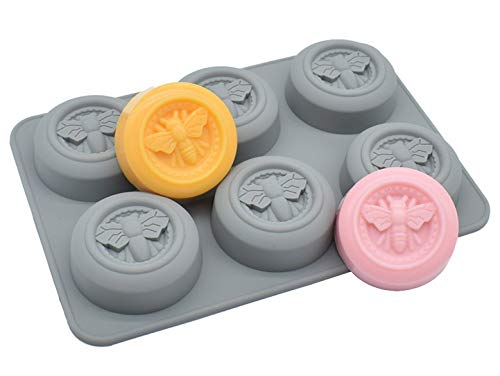 2Pcs Bee Round Honeybee Silicone Molds Formaking Homemade Soap Fondant Candy Making Chocolate Mold Desserts Ice Cube Gum Clay Bi