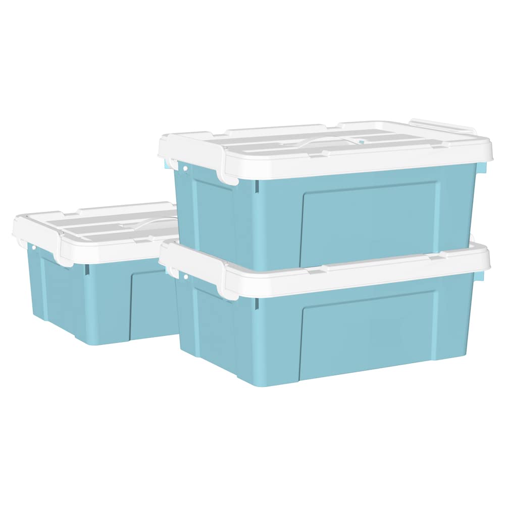 Cetomo Plastic Storage Bin Box Container Stackable With Lid And Secure Latching Buckles, Black, 40Qt X 4, Pack Of 4