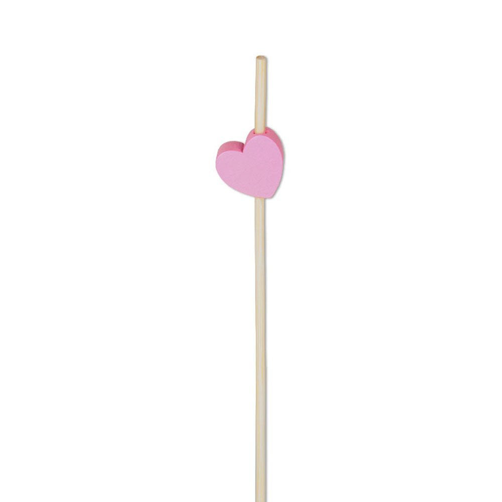 Pink Heart Appetizer Or Sandwich Picks/Swizzle Sticks - 4 3/4'' - 100 Ct