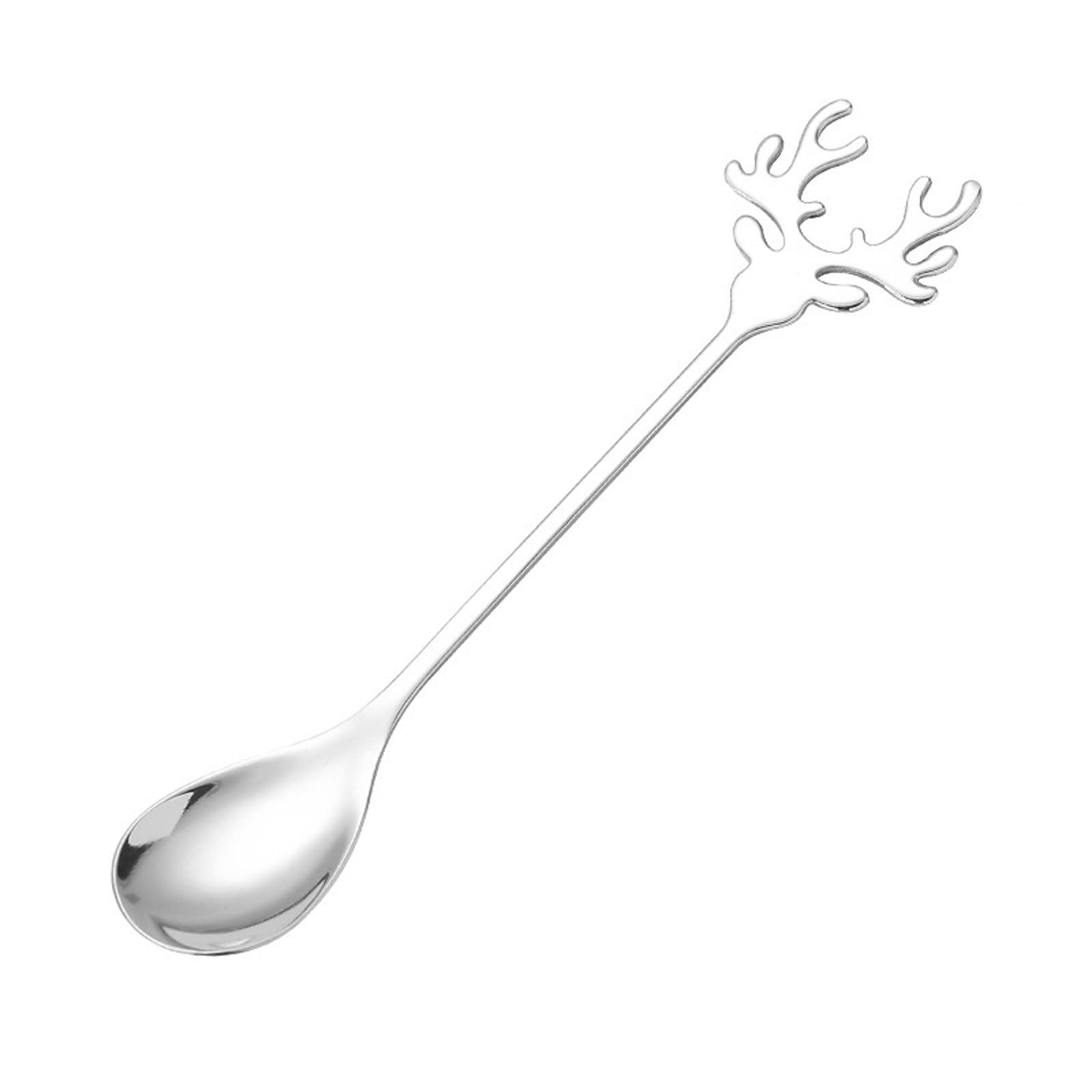 MENGKK Soup Ladles Stainless Steel Coffee Scoop Ice Cream Dessert Teaspoon Kitchen Accessories Cutlery Decoration(Silver)
