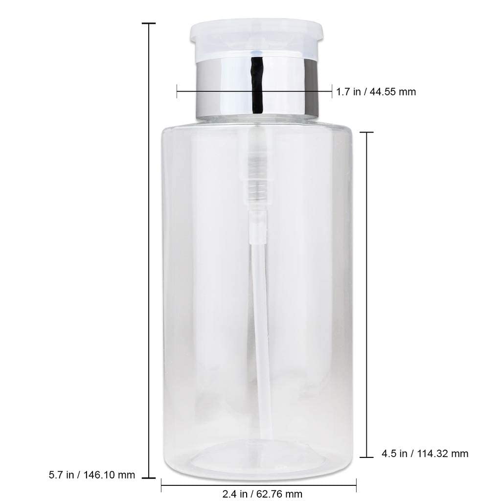 10Oz Silver Push-Down Dispenser Bottle - 1 Bottle - Empty Refillable Pump Bottle For Nail Polish Remover Liquid Lotion Cream