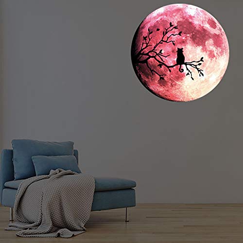 Quanhaigou Glow In The Dark Wall Or Ceiling Moon Stickers - Luminous Decal Sticker For Simulated Planet Effect At Night - Red 3D