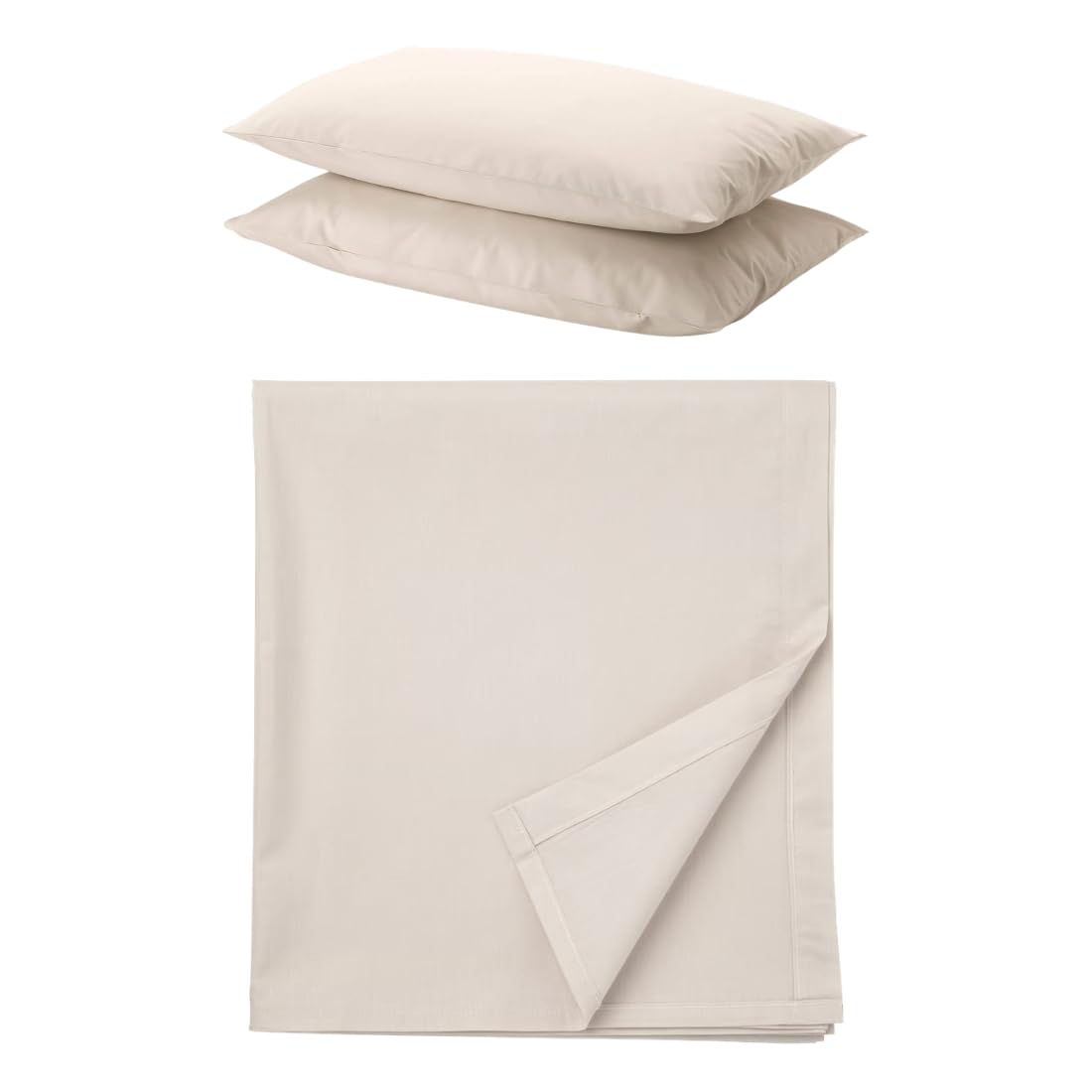 Ikea Dvala Bedding Set: Cotton Flat Sheet (150X260Cm) & 2Pack Matching Pillowcases  Beige